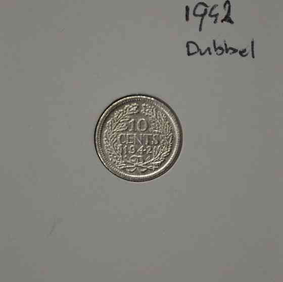 Нідерланди 10 центів 1942 р срібло (у холдере) стан Полтава