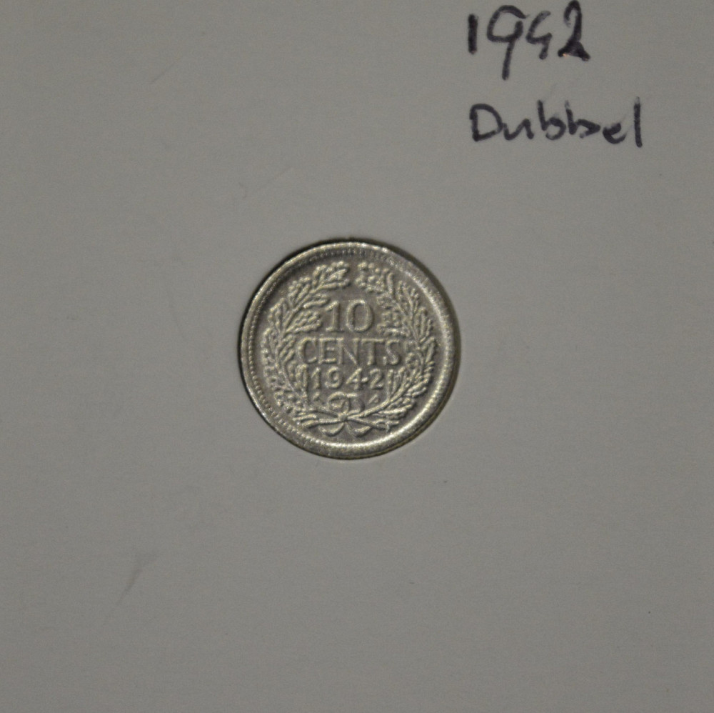 Нідерланди 10 центів 1942 р срібло (у холдере) стан Полтава - фото 1