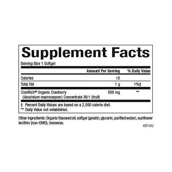 Концентрат клюквы Natural Factors CranRich Super Strength Organic Cranberry Concentrate 500mg 90 гел капс Киев