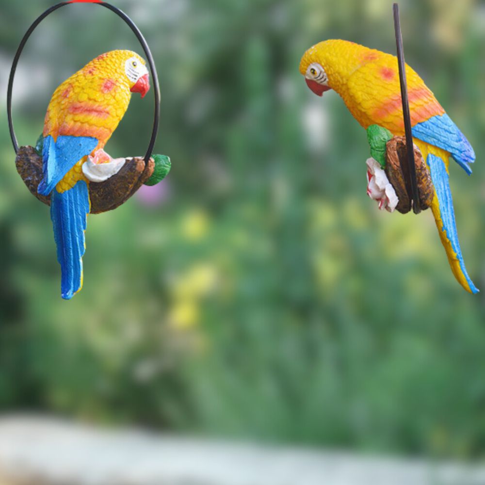 Садовая подвесная фигура попугай Ара из полистоуна 23.5 х 15 х 13 см Жовтий Одесса - изображение 3