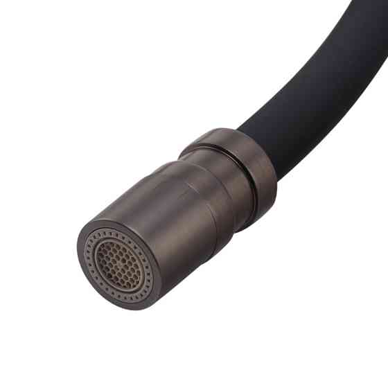 Смеситель кухонный KOER KB-72036-07 с подачей питьевой воды, графитовый с черным силиконовым изливом (KR5812) Харьков