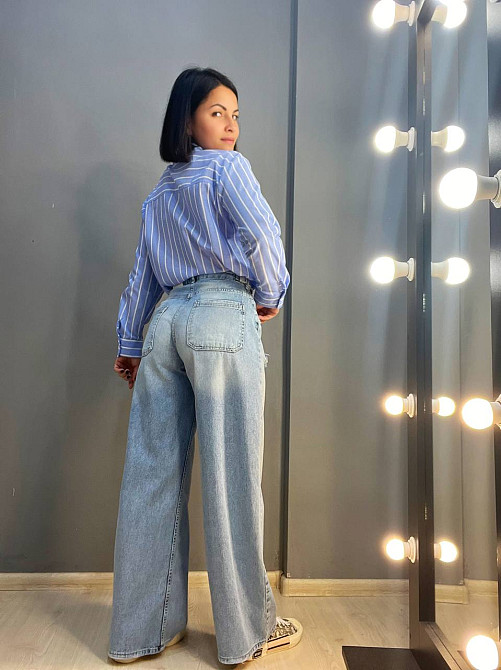 Джинсы женские I8 51851 SKATER затяжки-застежки на талии рваные широкие от бедра, голубой, 25, 25, 62 см, 90 см Киев - изображение 15