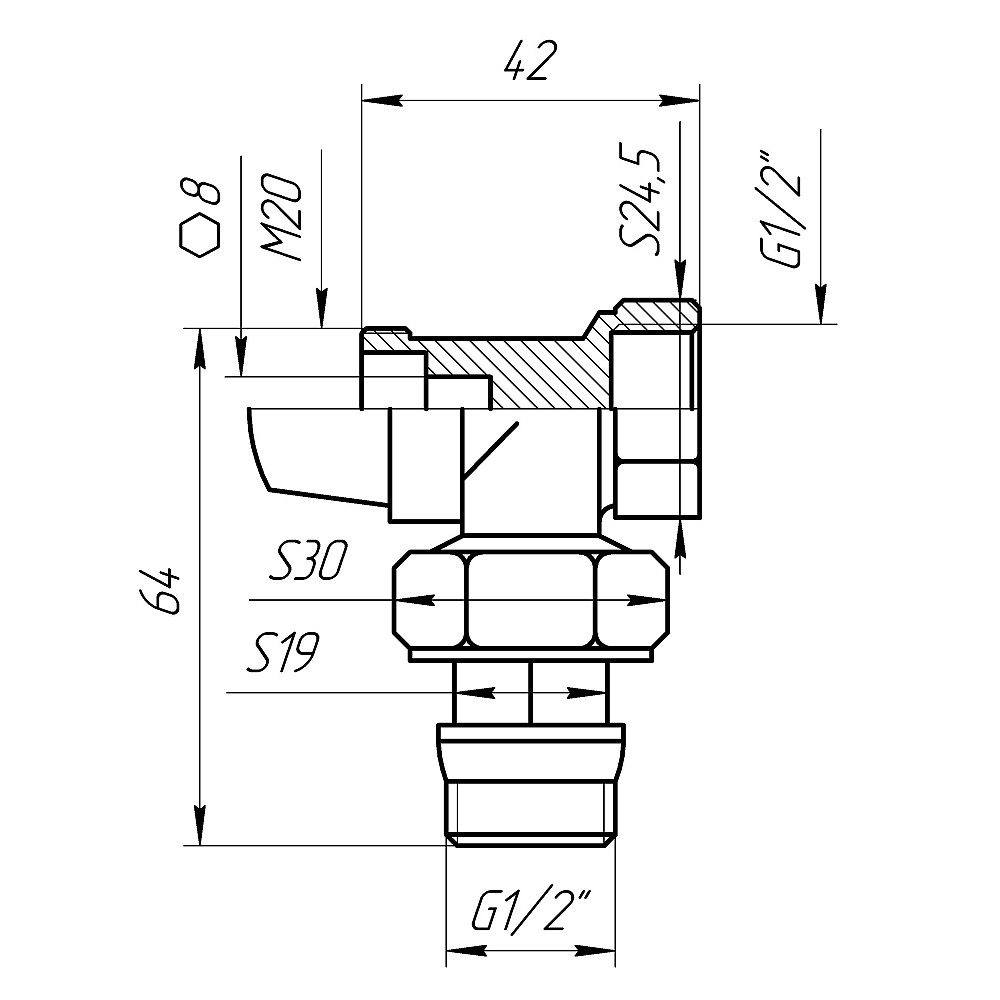 Кран радіаторний кутовий Q PROFESSIONAL  1/2″ NV-QP5017 під термоголовку з ущільнювачем Тернопіль - фото 2
