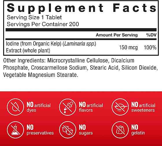 Натуральний Йод (Ламінарія) Force Factor Kelp, 150 mcg, 200 Tablets Луцьк