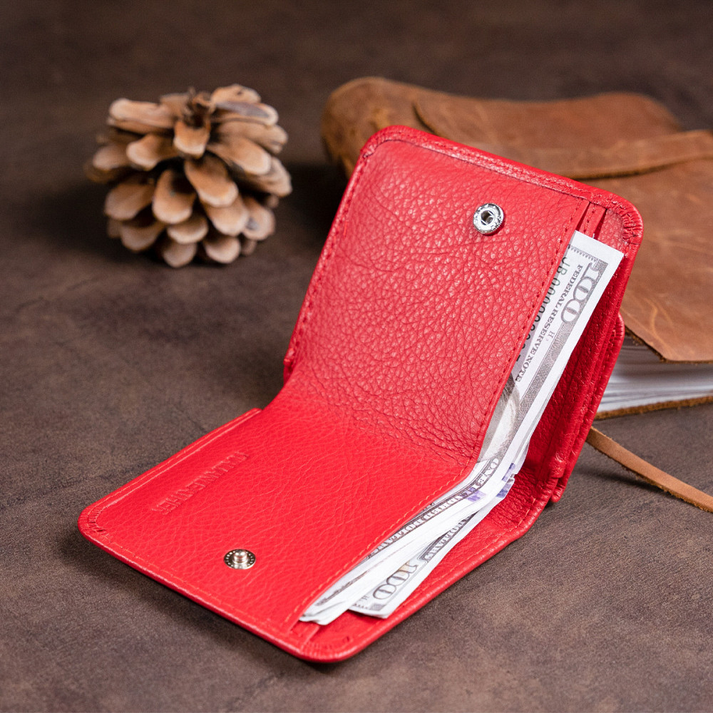 Маленький кошелек на кнопке женский Красный (ST Leather) Киев - изображение 4