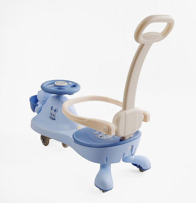 Каталка-толокар JOY колеса PU зі світлом музика захисний бампер батьківська ручка Блакитна (LD-834-55) Чернигов - изображение 3