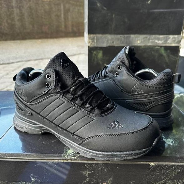 Зимние Мужские Кроссовки с Мехом Adidas GORE-TEX Мужские Черные Кожаные на Меху Адидас Гортекс (размеры: 41,42,43,44,45,46) Днепр - изображение 4