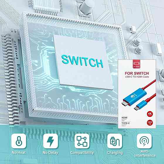 Адаптер USB Type-C → HDMI для Nintendo Switch, Steam Deck, смартфонів, ноутбуків, ПК, PD 100W, 4K, д Київ