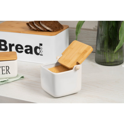 Цукорниця Ardesto Midori 12х12х11см, 840мл, кераміка, бамбук, біла (AR0907W) Вінниця - фото 9