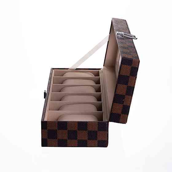 Скринька для годинників з екошкіри 6 відділень 31×11×7,5 см Коричневий Yiwu HP-5-14S Коломыя