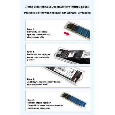 Карман внешний Dynamode M.2 SSD NVMe/SATA combo ч-з USB3.2 GEN2 Type-C (DM-CAD-SSD09) Винница