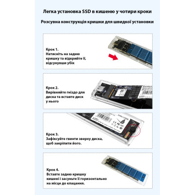 Карман внешний Dynamode M.2 SSD NVMe/SATA combo ч-з USB3.2 GEN2 Type-C (DM-CAD-SSD09) Винница - изображение 6