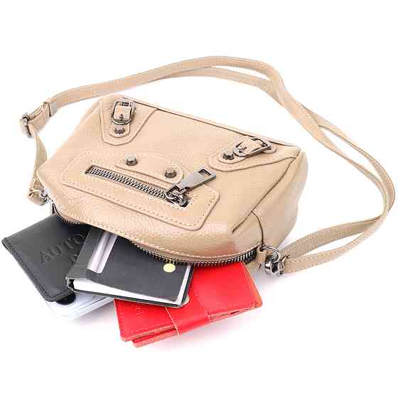 Компактна сумка для жінок з натуральної шкіри Бежевий (Vintage) Київ