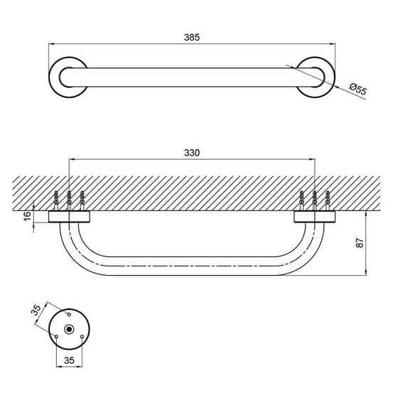 Поручень для ванни Lidz (CRM) 121.03.01 35 см Київ