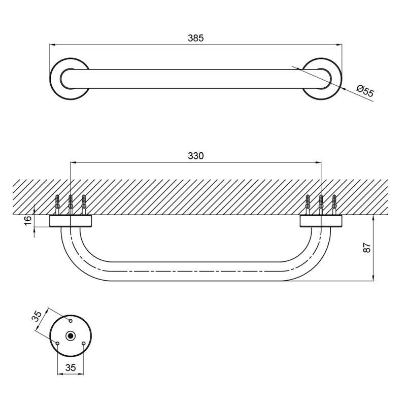 Поручень для ванни Lidz (CRM) 121.03.01 35 см Київ - фото 2