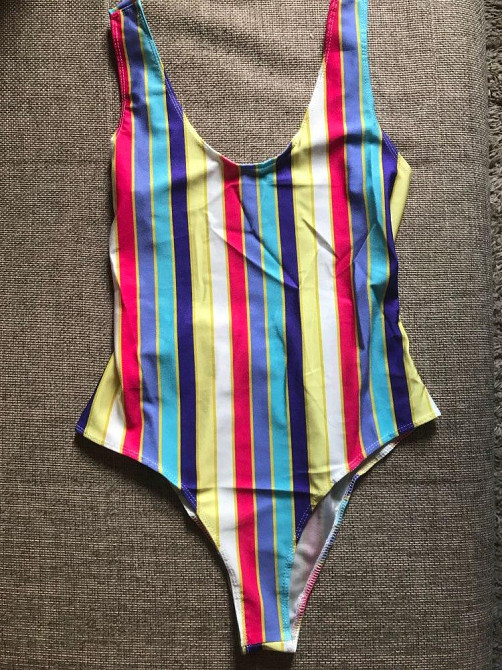 Купальник суцільний у смужку без підкладки та поролона XL різнобарвний Київ - фото 7