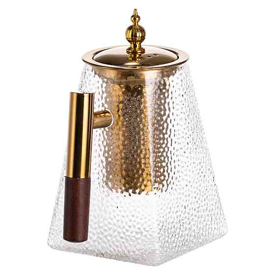 Чайник для заварювання скляний для чаю 1 л з металевою ручкою прозорий HP-34-36 Коломия