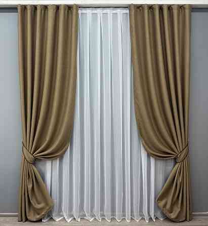 Комплект готових штор VR-Textil Блекаут двосторонній Eclipsе № 1795ш Мигдальний 100х250 см 2 шт (39-900) Київ
