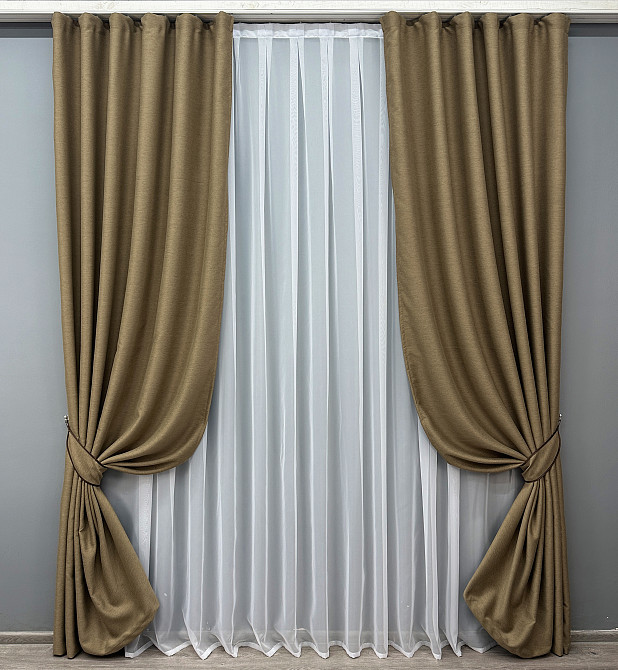 Комплект готових штор VR-Textil Блекаут двосторонній Eclipsе № 1795ш Мигдальний 100х250 см 2 шт (39-900) Київ - фото 2