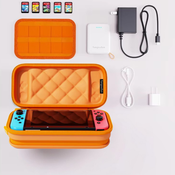 Сумка чехол для приставки кейс Fungoofun для консоли Nintendo Switch и аксессуаров на 2 отделения,оранжевый Каменец-Подольский