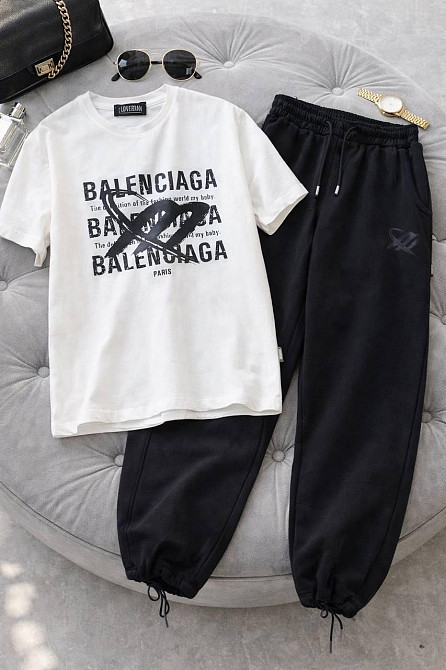 Жіночий стильний, зручний костюм двонитка пеньє + кулір Чорний, 46 Одеса - фото 1