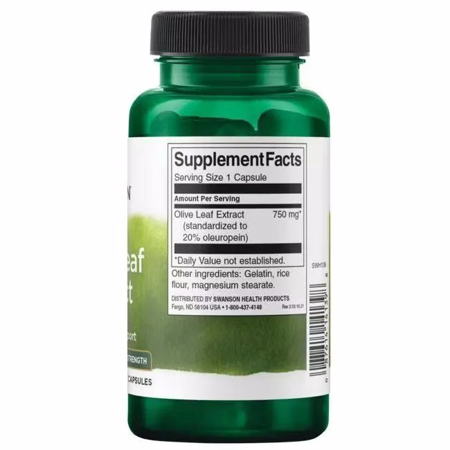 Екстракт оливкового листя Swanson Olive Leaf Standardized Extract 750 mg (20% Oleuropein), 60 капсул Луцьк - фото 2