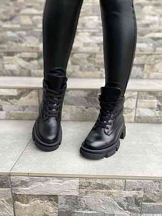 Черевики жіночі шкіряні демісезонні весна-осінь на низькому ходу чорні (4201) р. 38 / Черевики Коломыя