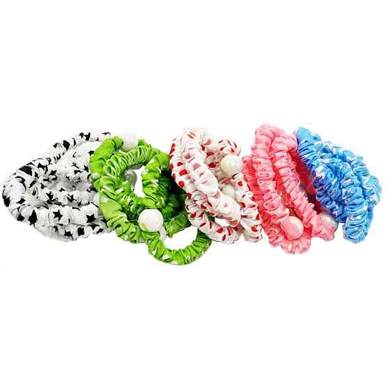 Набір резинок для волосся 0303-1075 різнокольорові, 20 штук, з намистиною Вінниця