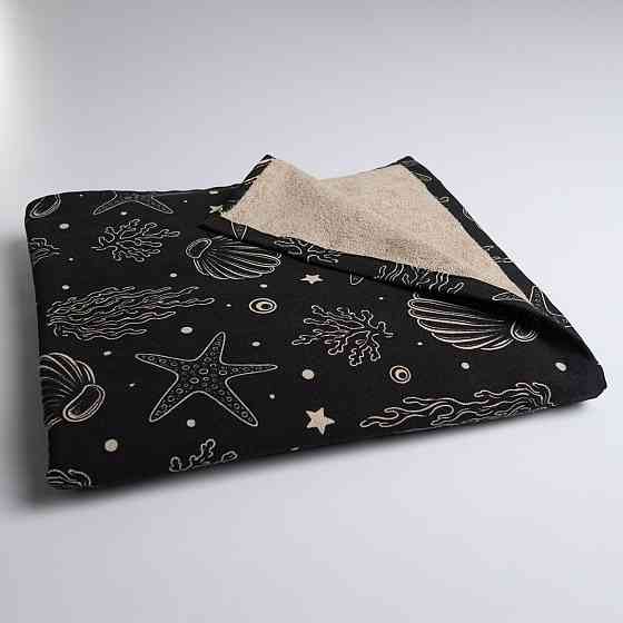 Пляжний рушник великий тонкий махровий з принтом GM Textile 70х150 см 300 г/м2 (Чорний) Суми