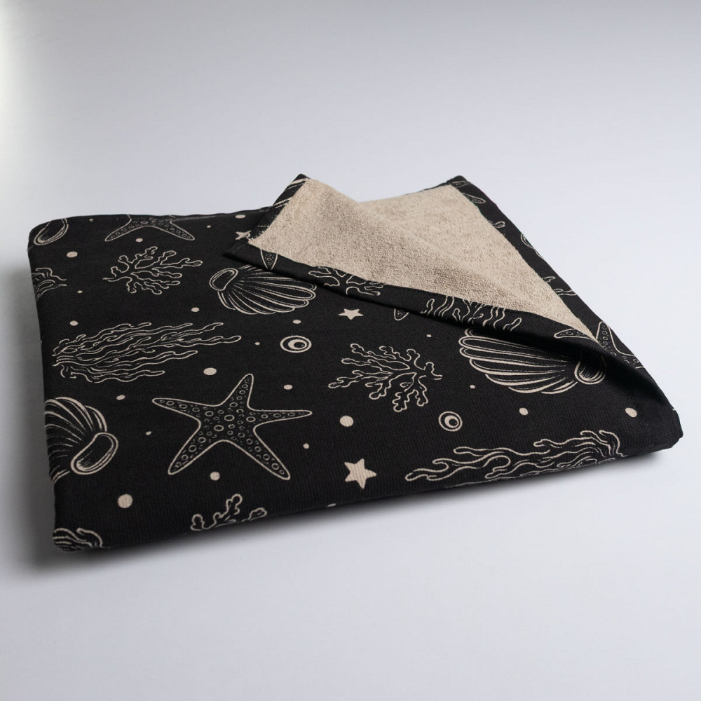 Пляжний рушник великий тонкий махровий з принтом GM Textile 70х150 см 300 г/м2 (Чорний) Суми - фото 3