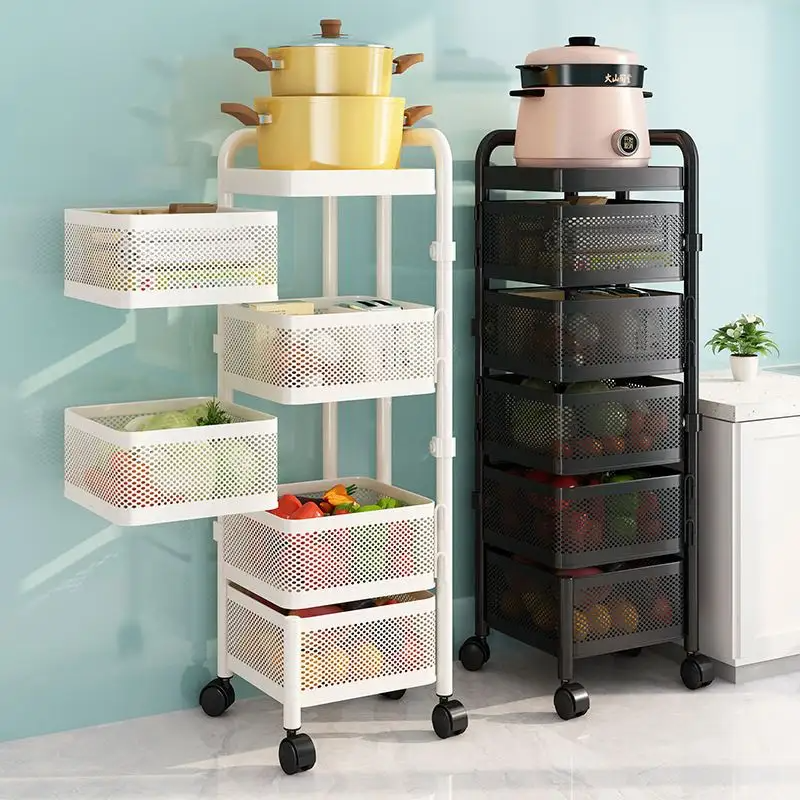 Металлический напольный стеллаж на колесиках для хранения кухонных вещей, полка этажерка, черный цвет Каменец-Подольский - изображение 4