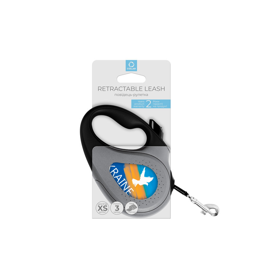 Повідець-рулетка для собак WAUDOG R-leash, малюнок "Фаг", XS, до 12 кг, 3 м, світловідбивна стрічка чорний Вінниця - фото 4