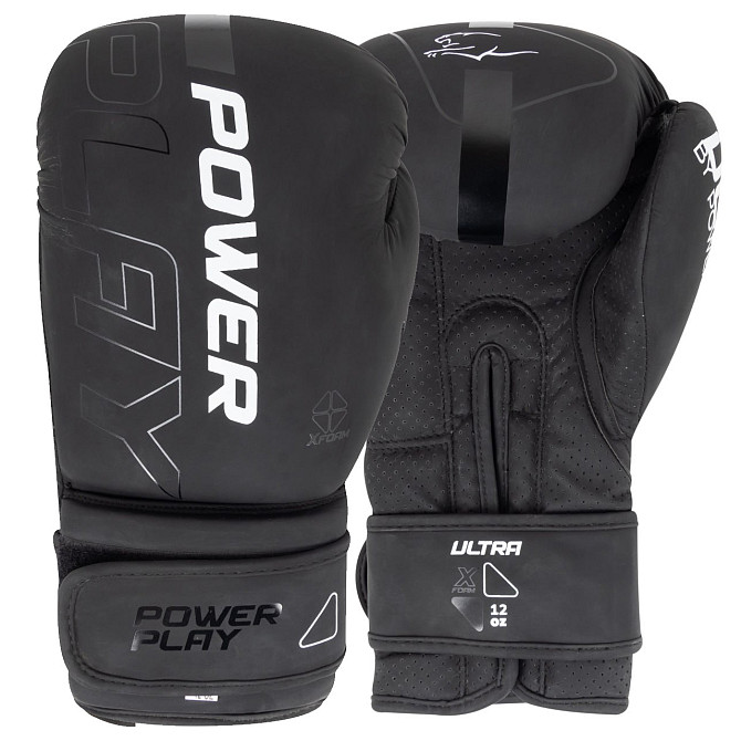 Боксерские перчатки PowerPlay 3024 Ultra Mat Черно-Белые 8 унций Киев - изображение 1