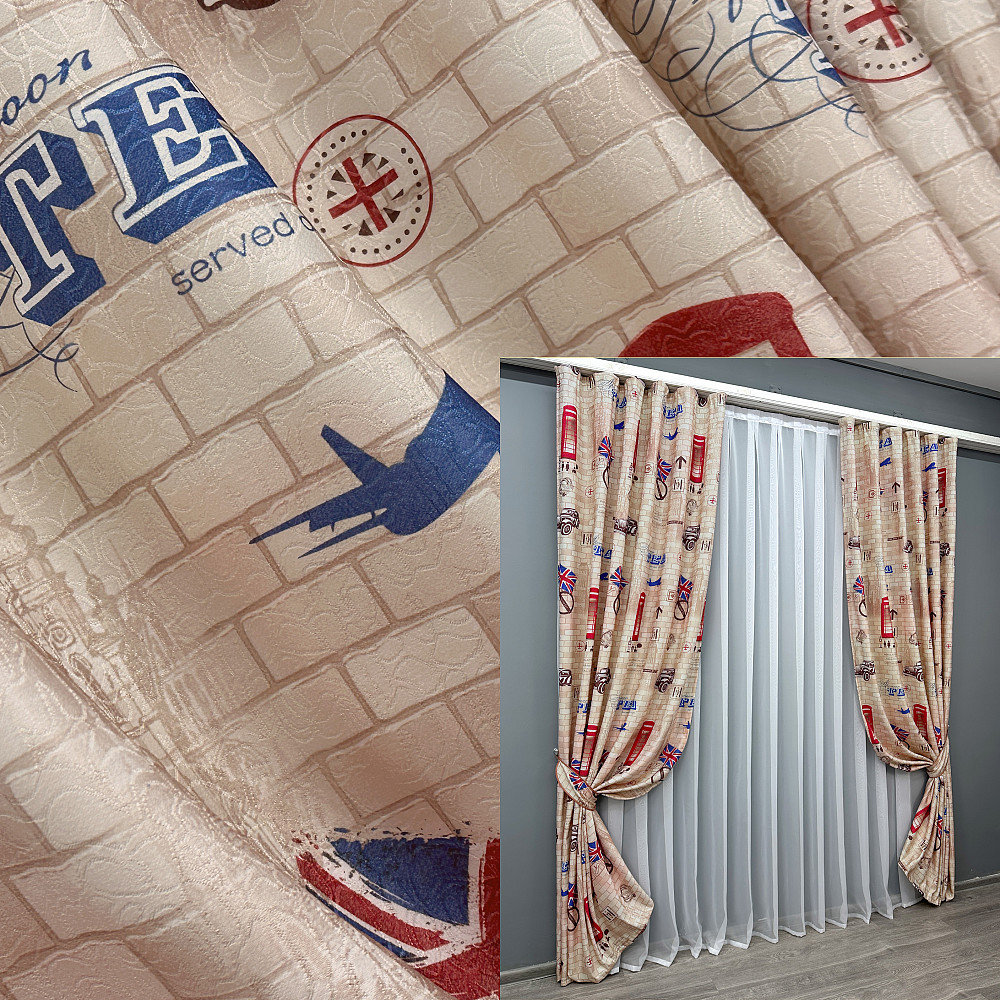 Комплект готових штор VR-Textil Фотоштори Лондон № 914ш Різнобарвний 100х270 см 2 шт (31-454) Київ - фото 1