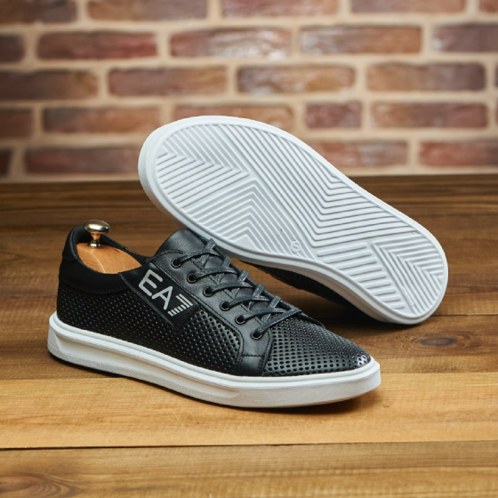 Шкіряні чоловічи літні кеди перфорація чорного кольору Харків