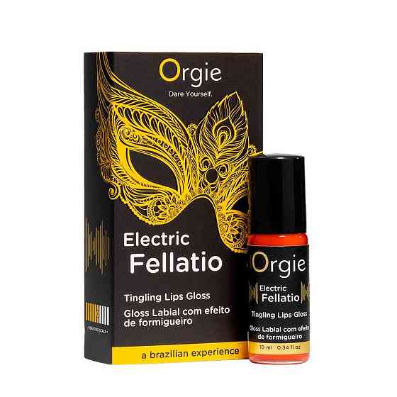 Блиск для губ з ефектом вібрації Orgie Electric Fellatio Lips Gloss, 10 мл, смак фруктового асорті Sex Aura Київ