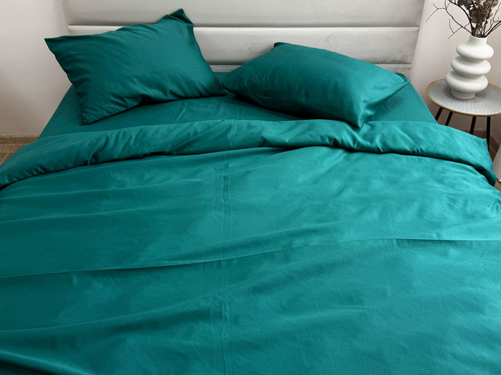 Ecotton Комплект постільної білизни Ecotton двоспальний 180х215 см однотонний темно-зелений сма Коломыя - изображение 5
