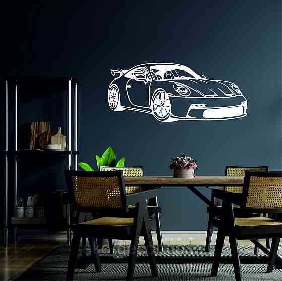 Декоративне настінне Панно «Авто Порш», Декор на стіну 50*21 см, Білий Київ