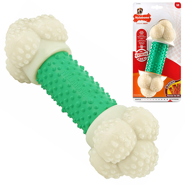 Nylabone Extreme Chew Double Action НИЛАБОН ДВОЙНОЕ ДЕЙСТВИЕ жевательная игрушка для собак, вкус бекона Киев - изображение 1
