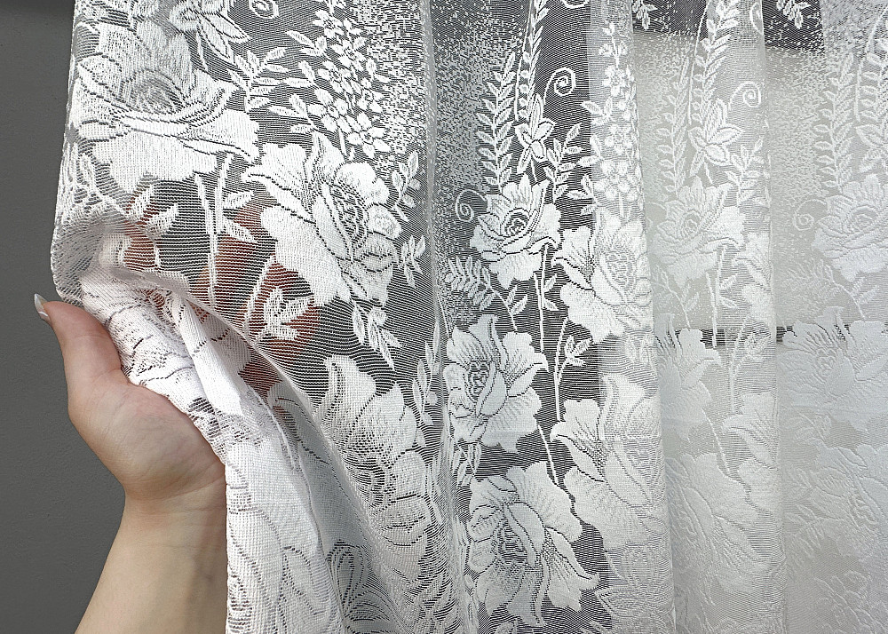 Тюль VR-Textil 696т Жакард Білий 400х120 см (42-0861) Київ - фото 3
