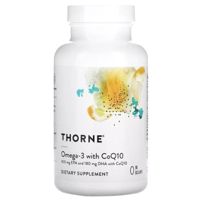 Витамин Thorne Research Омега-3 с коэнзимом Q10, Omega-3 with CoQ10, 90 гелевых капсул (THR-61603) Винница - изображение 1