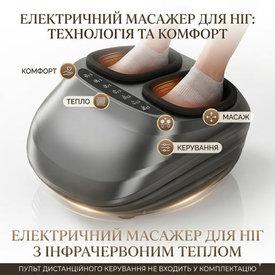 Електричний масажер для ніг Yostyle Shiatsu з інфрачервоним підігрівом, компресійний масаж стоп, 5 режимів, 3 рівні інтенсивності Київ