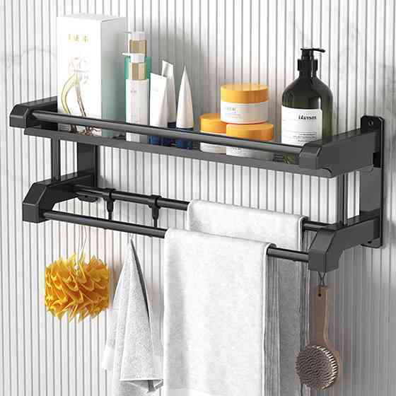 Настінна полиця у ванну 40х16х15см + 5 гачків,SKLM-9 SBR Київ