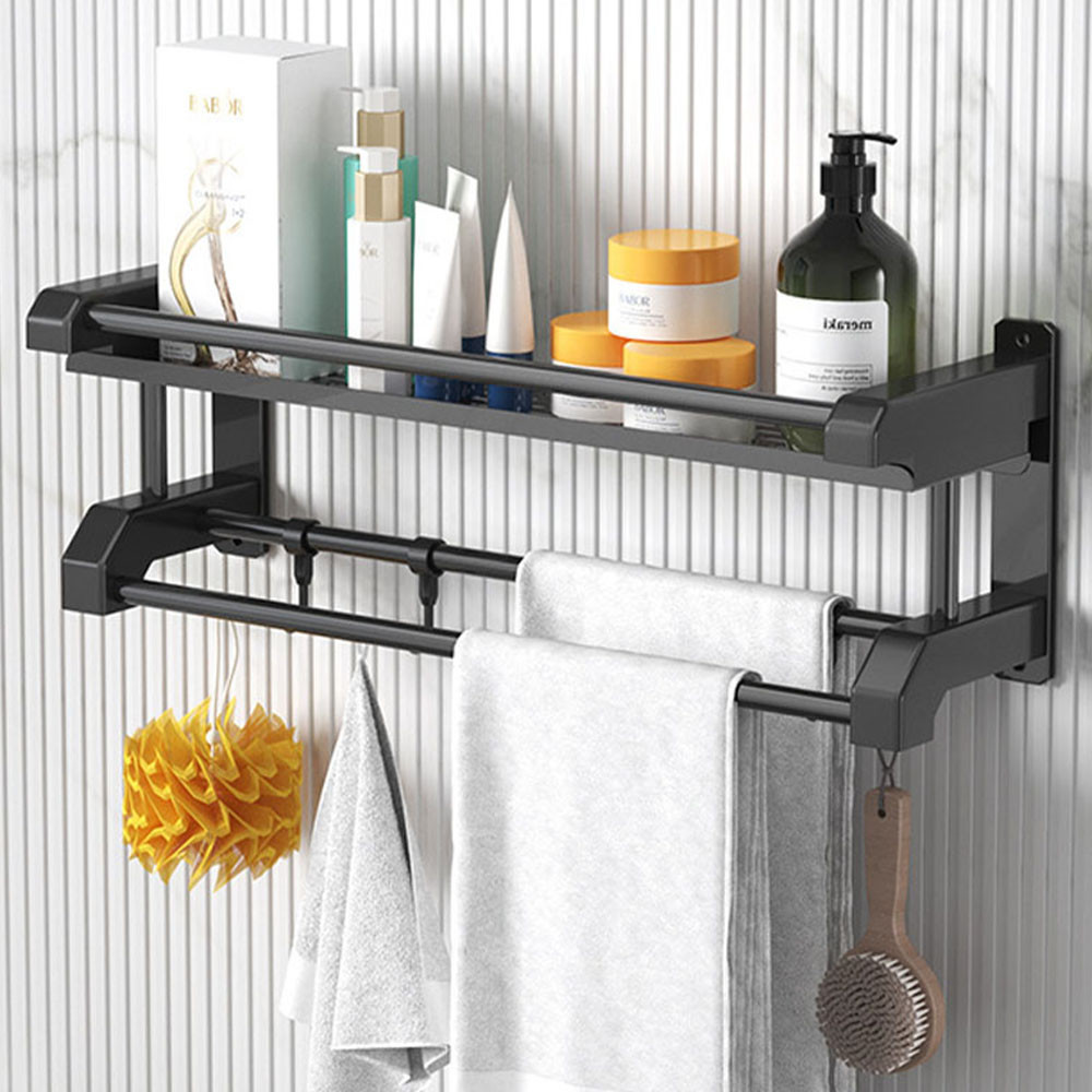 Настенная полка в ванную 40х16х15см + 5 крючков,SKLM-9 SBR Киев - изображение 1