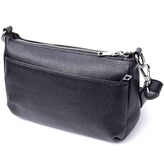 Элегантная сумка для женщин на три отделения из натуральной кожи Vintage 22805 Черный Киев