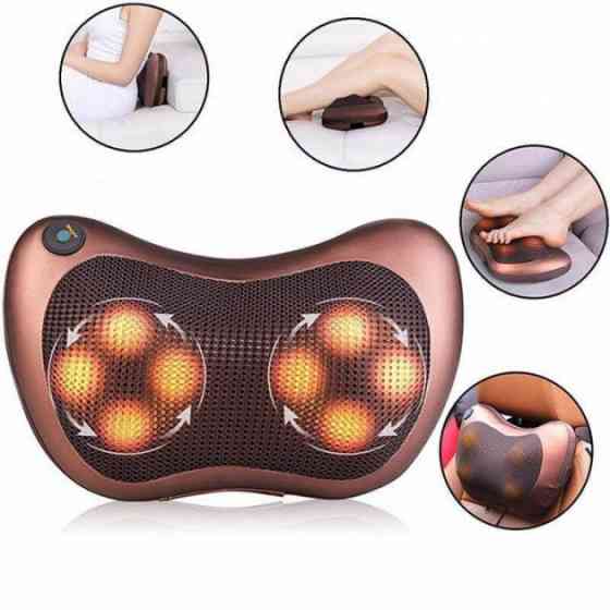 Масажна подушка Massage Pillow CHM-8028 масажер роликовий для шиї та спини на 8 роликів Киев