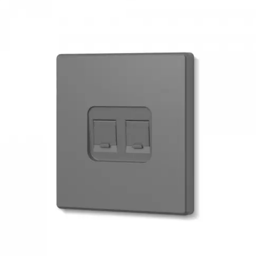 Розетка CAT6e подвійна комп'ютерна сірий графіт VIDEX NOTA (VF-NT-SK2PC6-GR) Житомир - фото 1