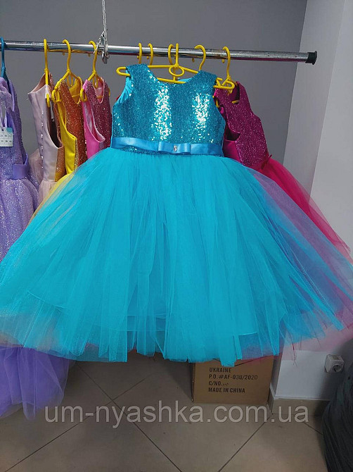 Дитяче ошатне синє плаття з глітером Кривий Ріг - фото 3