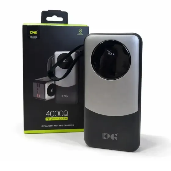 Зовнішній акумулятор Power Bank KP KPG-402X 40000 мАг 22.5Вт, QC 3.0, 4 USB, 2 Type-C, дисплей Одеса