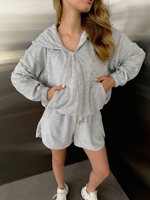 Жіночий повсякденний трендовий костюм із бавовняного велюру Меланж Одеса - фото 9